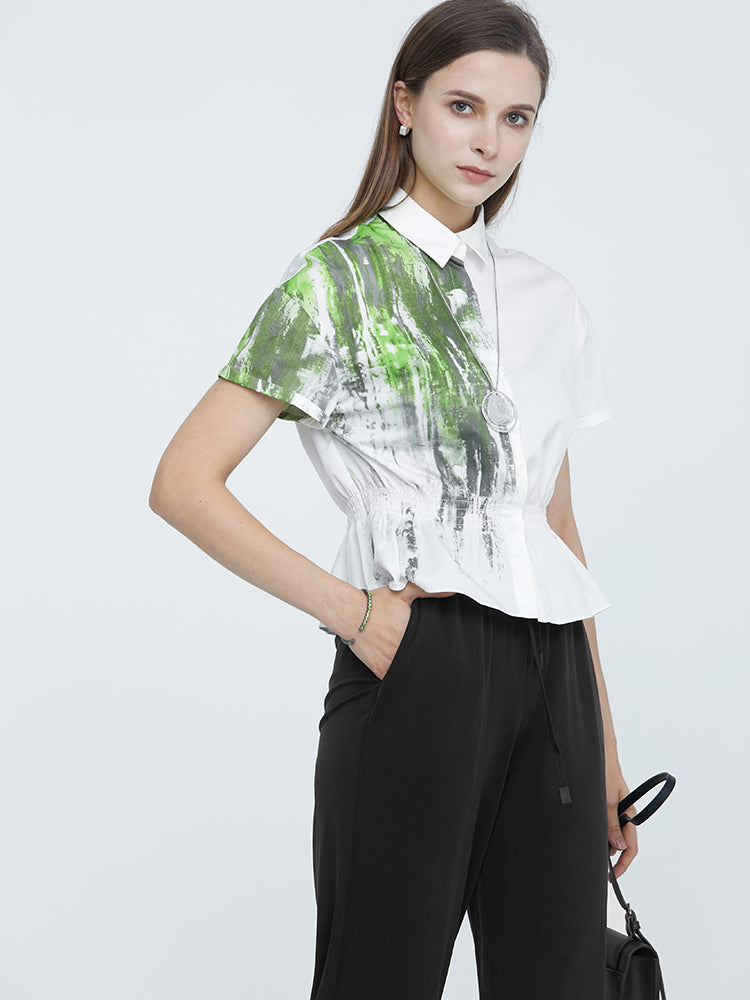 Ink Splashes Printed Elastic Waist Shirt