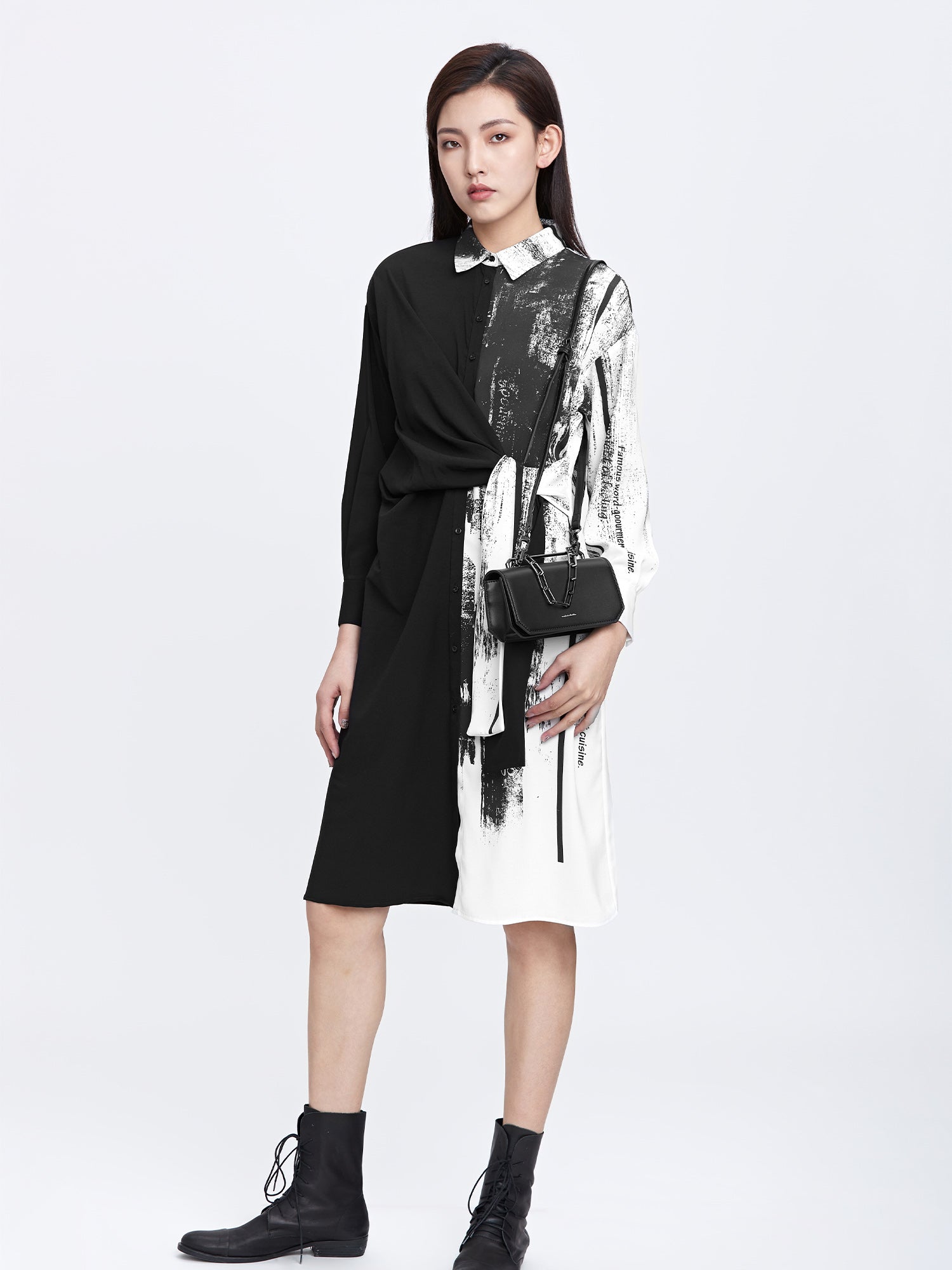 Tie Waist Shirt Dress - S·DEER