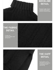 S·DEER Women's Ribbed Turtleneck Textured Rolled Black Knit Sweater - S·DEER