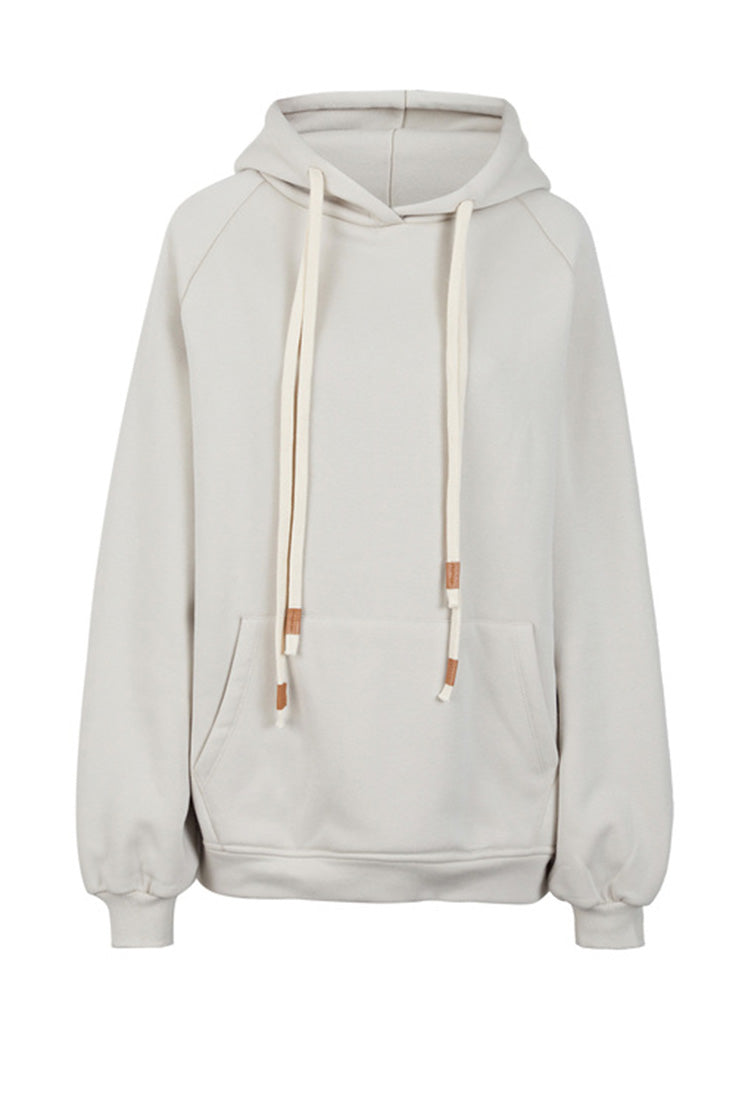 Drawstring hooded fleece loose sweater jacket - S·DEER