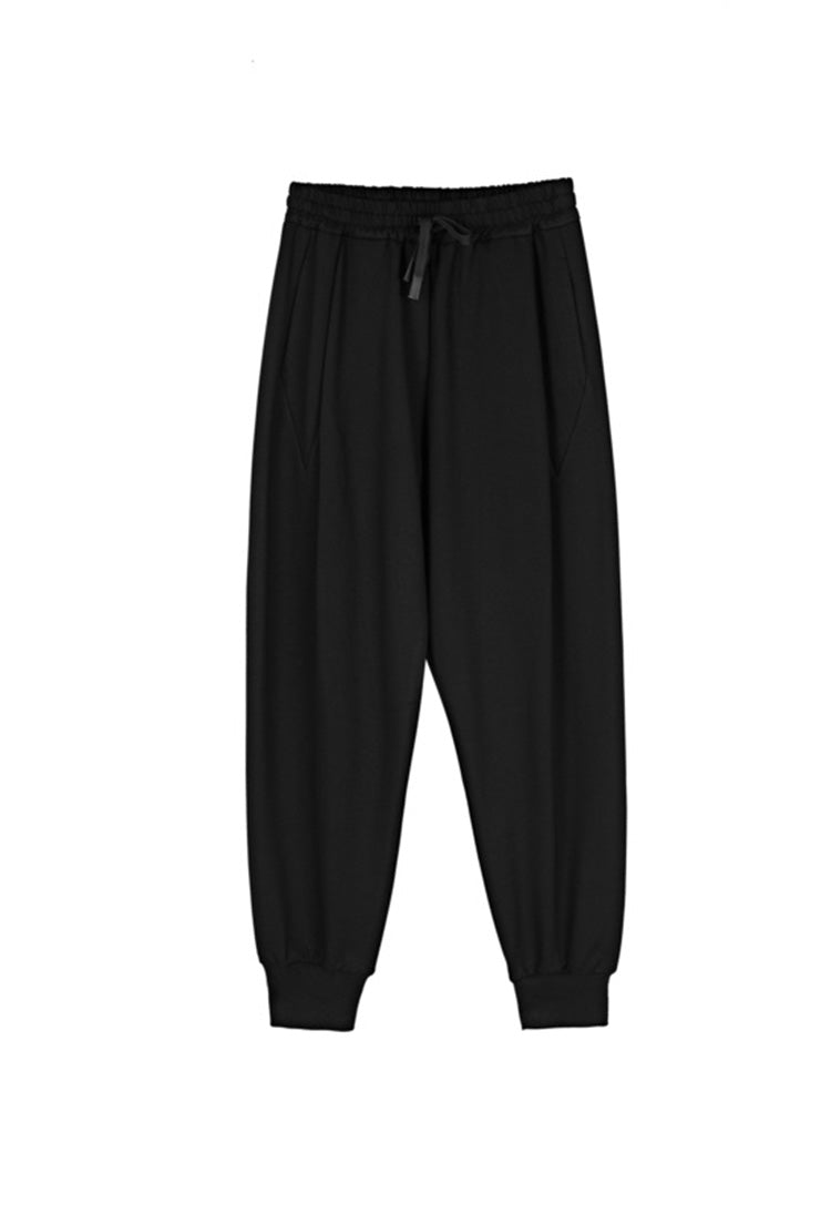 SDEER Loose Black Trousers With Drawstring Pockets - S·DEER