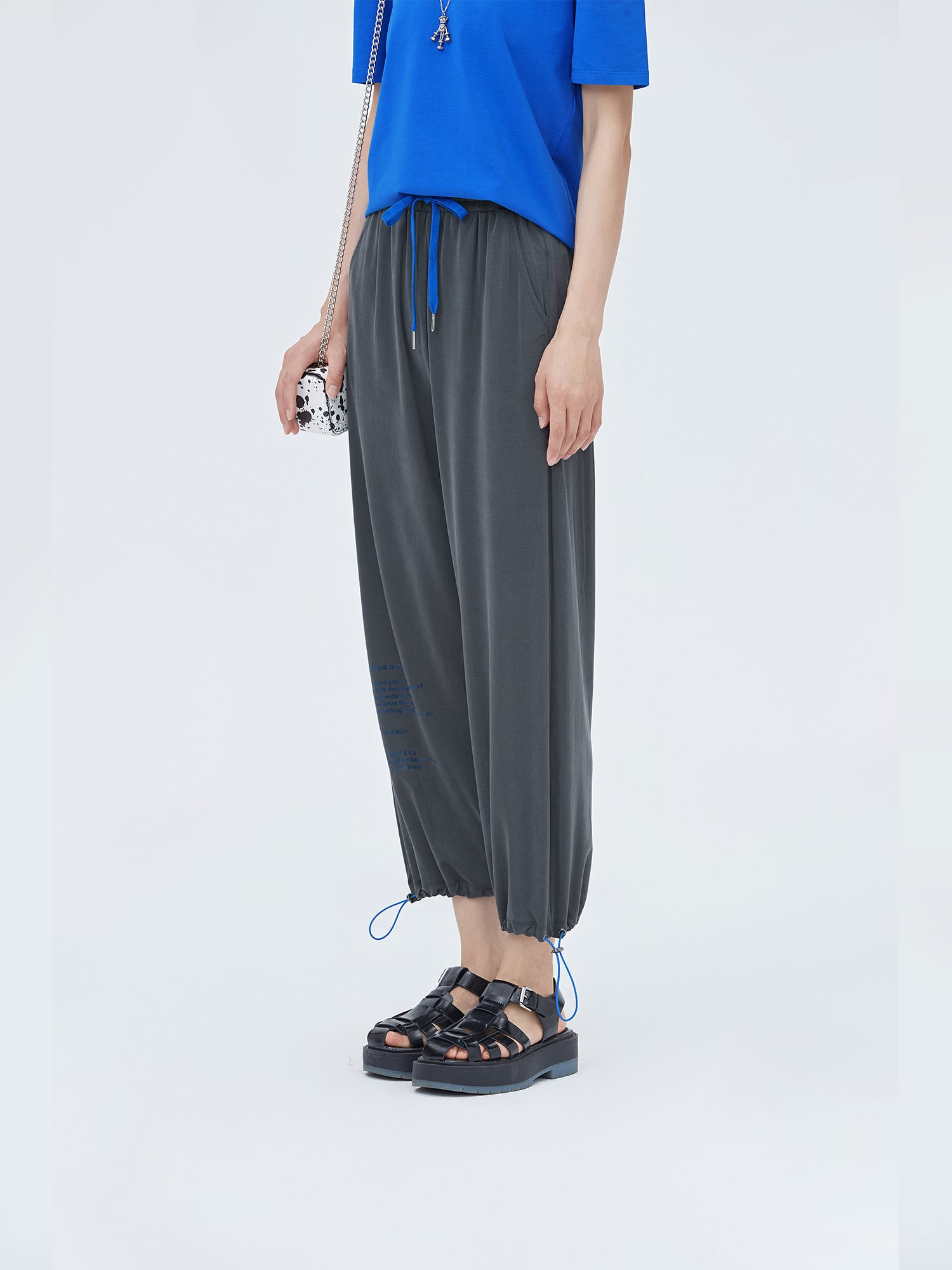 Drawstring Elasticized Contrasting Letters Athletic Pants