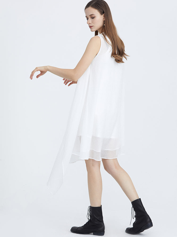Simple Printed Two-Piece Short-Sleeved Dress With Suspenders