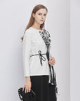 Casual Round Neck Color Contrast Printing Waist Long Sleeve T-Shirt
