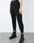 Elastic Waistband Zippered Cuffs Sports Pants With Patchwork