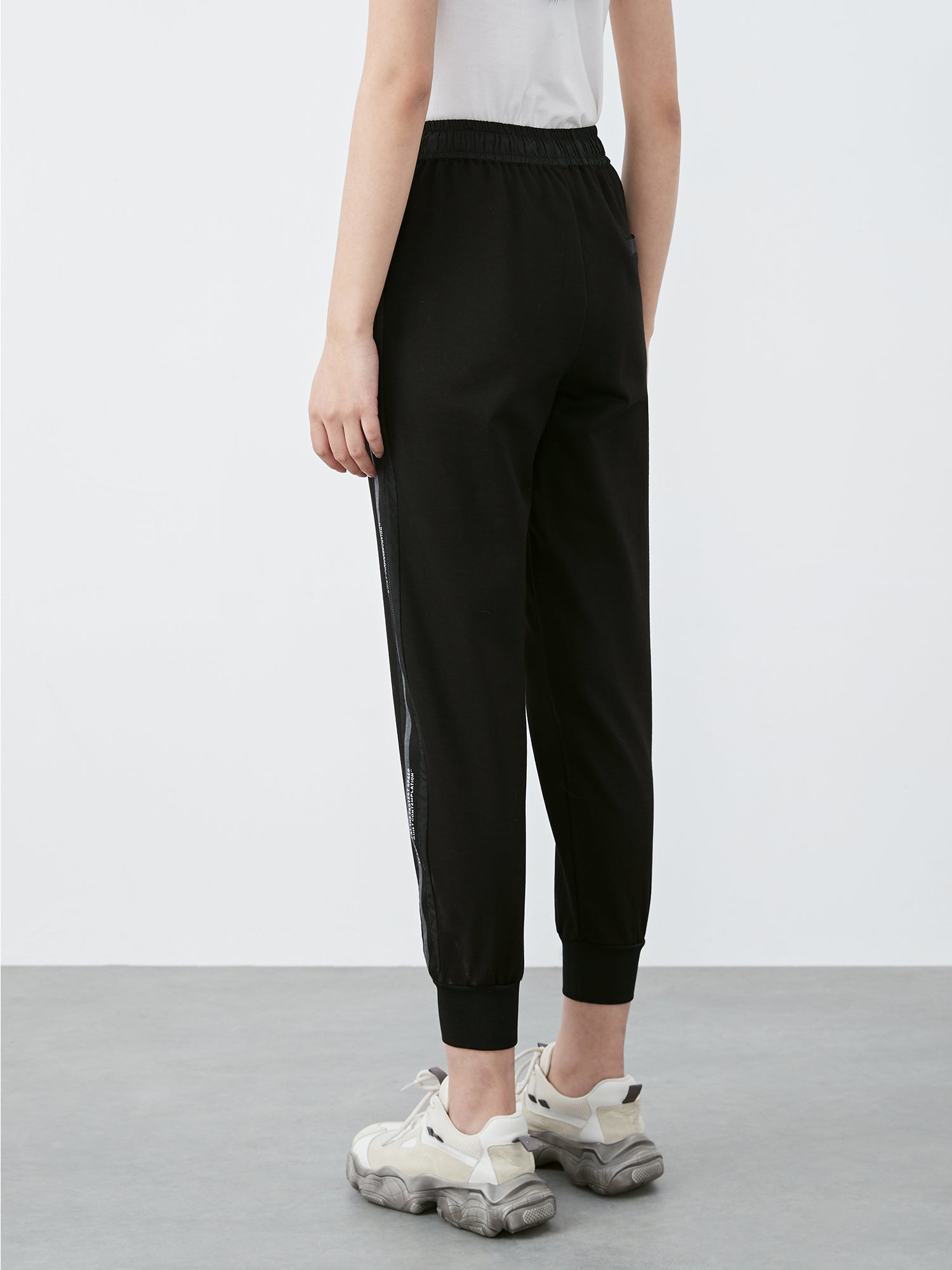 Casual Drawstring Elastic Contrast Color Letter Sports Trousers