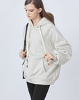 Drawstring hooded fleece loose sweater jacket - S·DEER