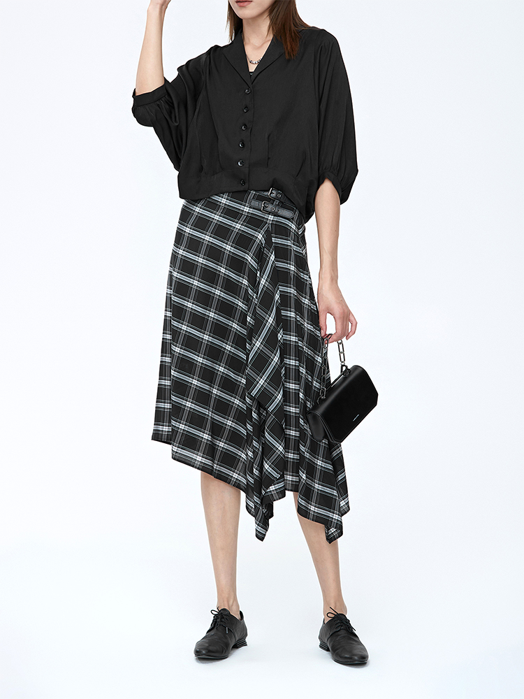 High Waist A-Line Plaid Skirt