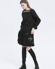Black long-sleeved shirt with boat neck block letters - S·DEER