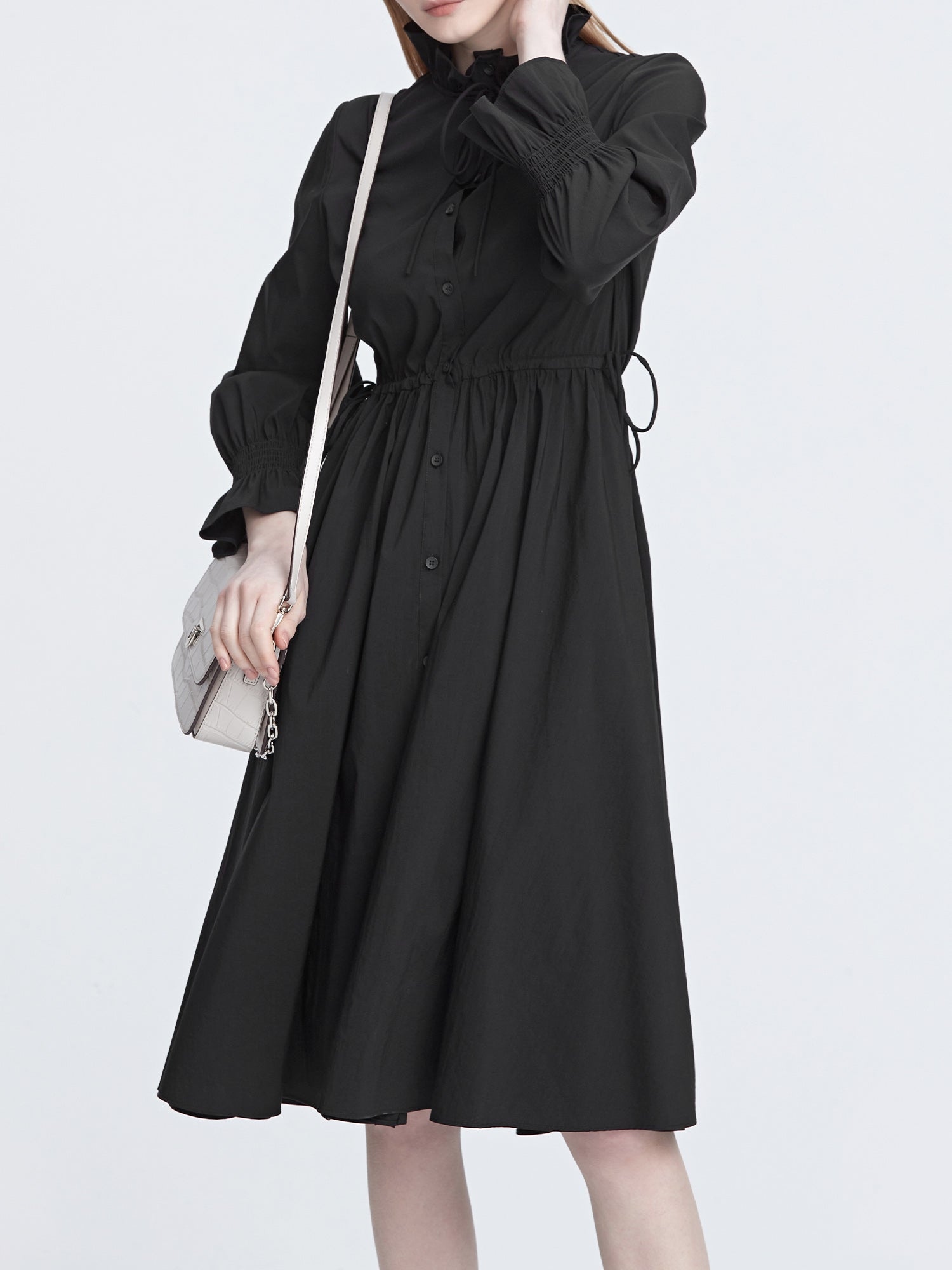 Long Sleeve Smocked Waist Dress - S·DEER