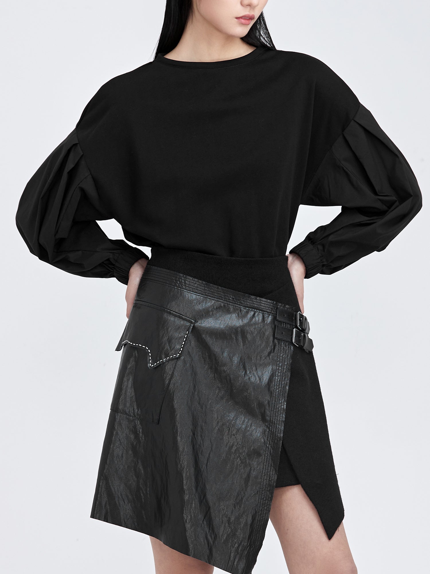 Puff Sleeve Loose Sweatshirt - S·DEER