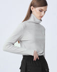 Women's casual high-neck basic cover finger long-sleeved bottoming T-shirt S21480201 - S·DEER
