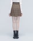 Contrasting Plaid Pleated Skirt
