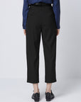 Striped Pleated High-Waist Commuter Trousers With Belt