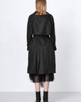 Casual Lapel Double Breasted Waist Retraction Long Trench Coat