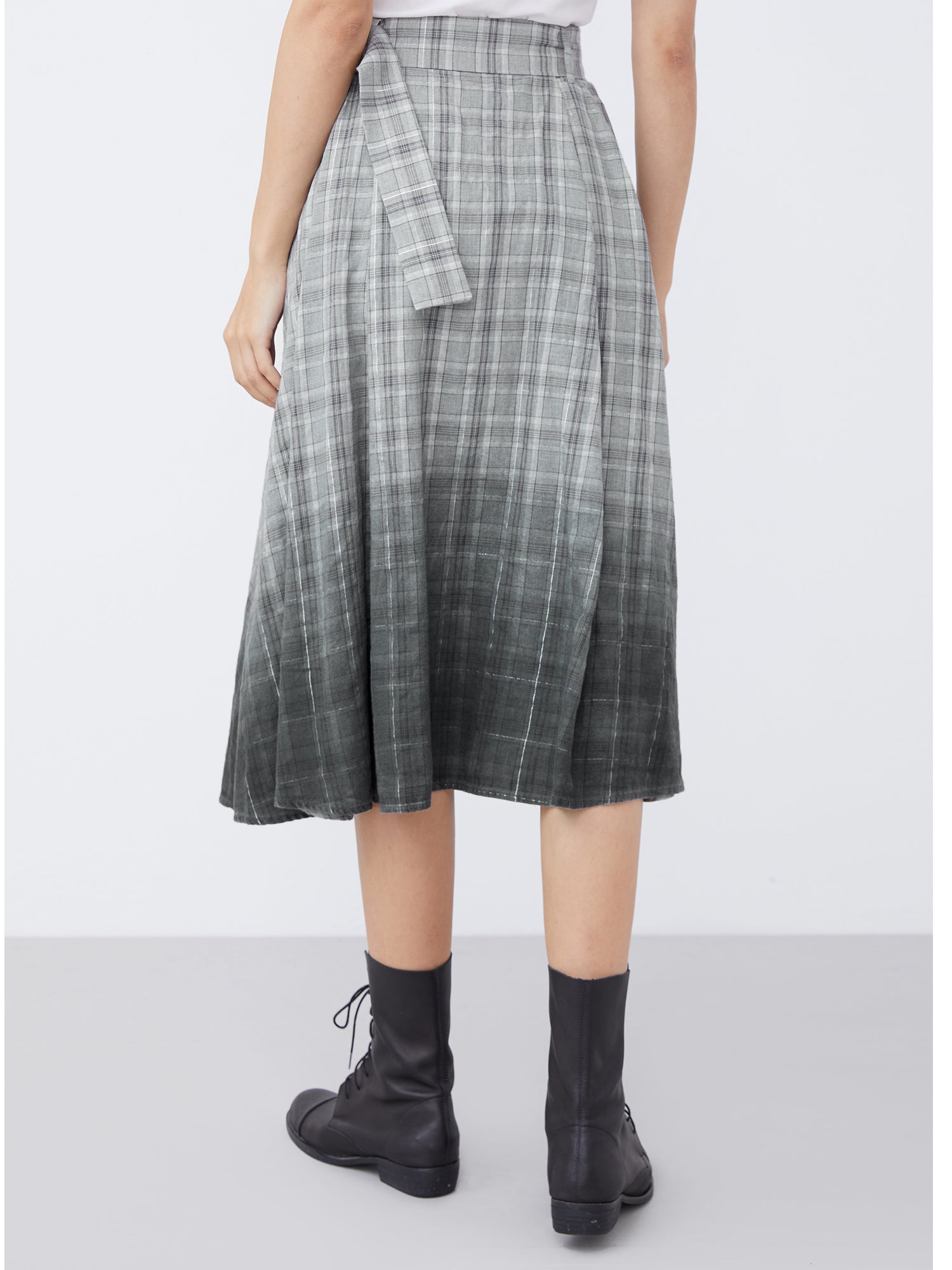 Contrast Check Gradient A-Line Skirt