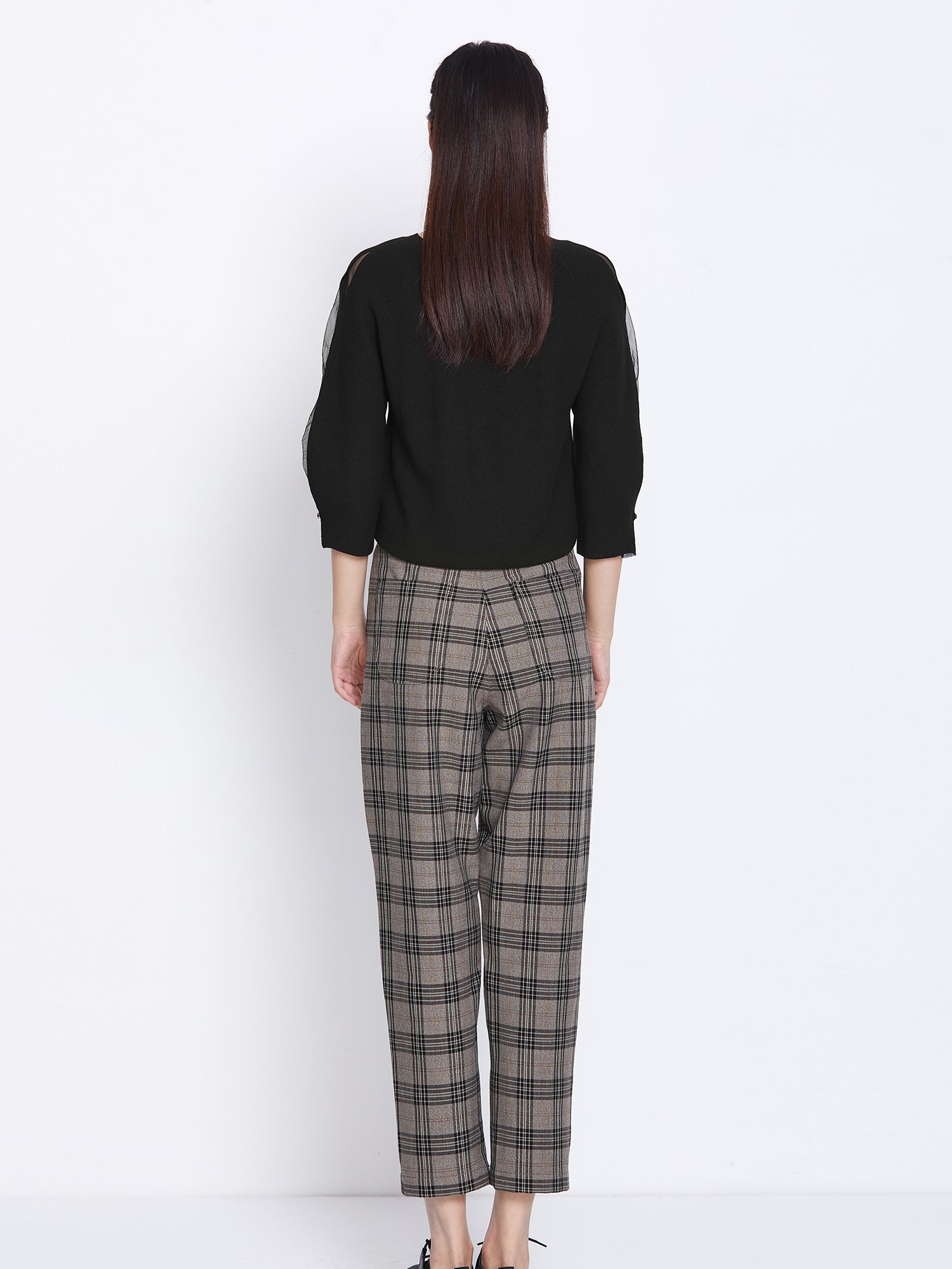 Mesh 3/4 Sleeve Black Sweater Cardigan