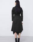Casual Suit Collar Plaid Stitching Waist Long Trench Coat