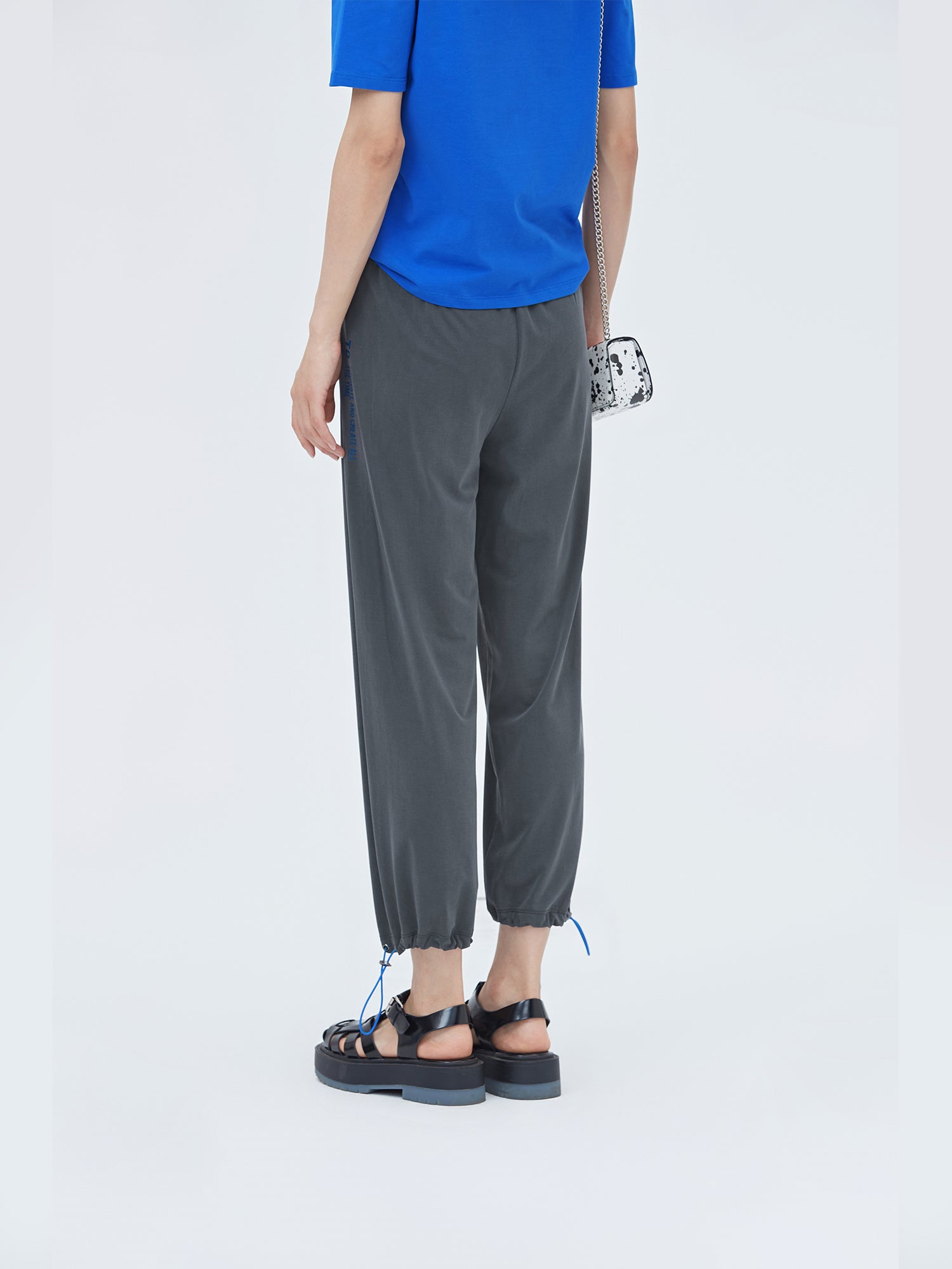 Drawstring Elasticized Contrasting Letters Athletic Pants