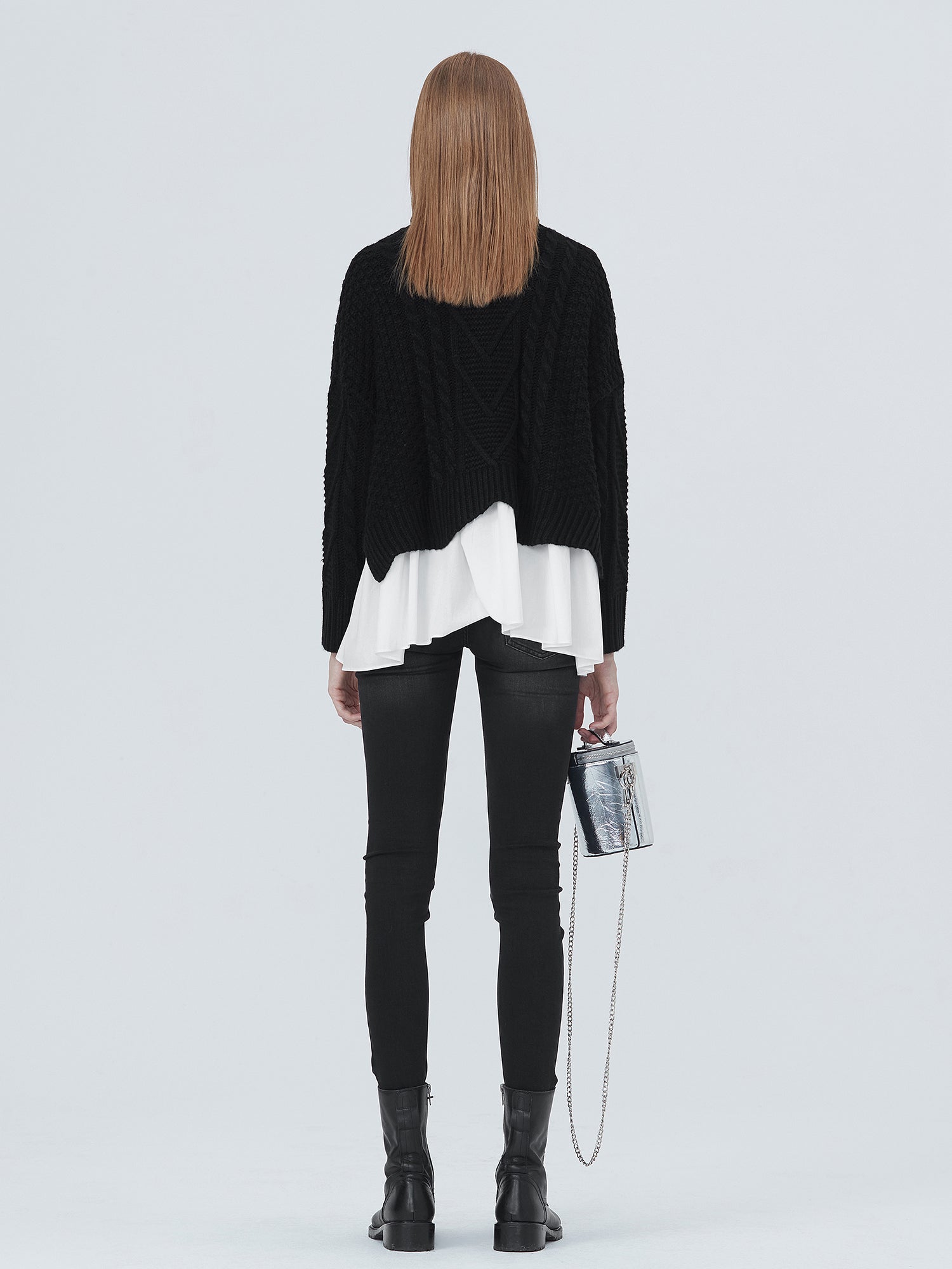 High Neck Stitching Loose Sweater