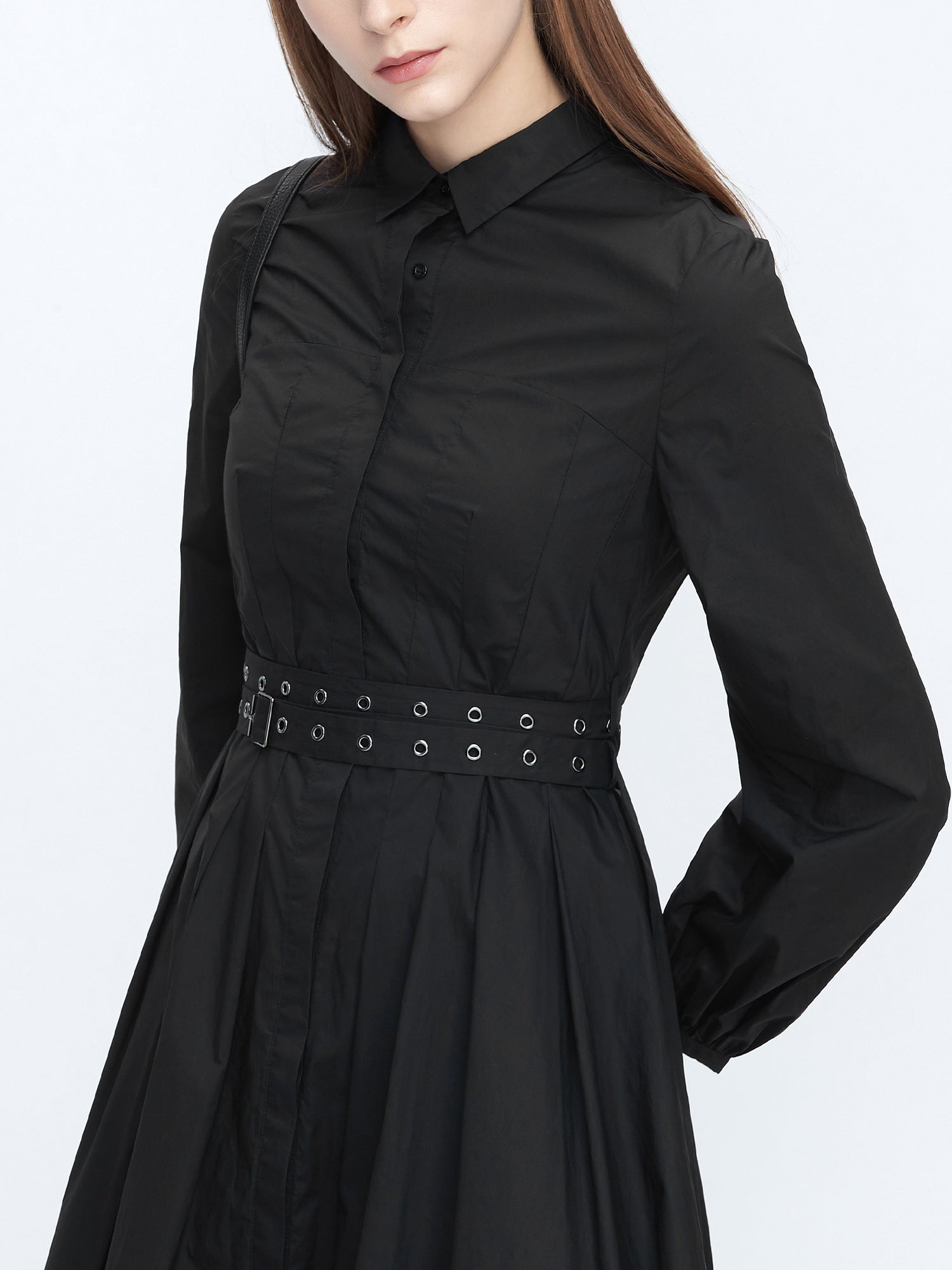 Women&#39;s Belted Shirt Dress Business Casual Dress - S·DEER