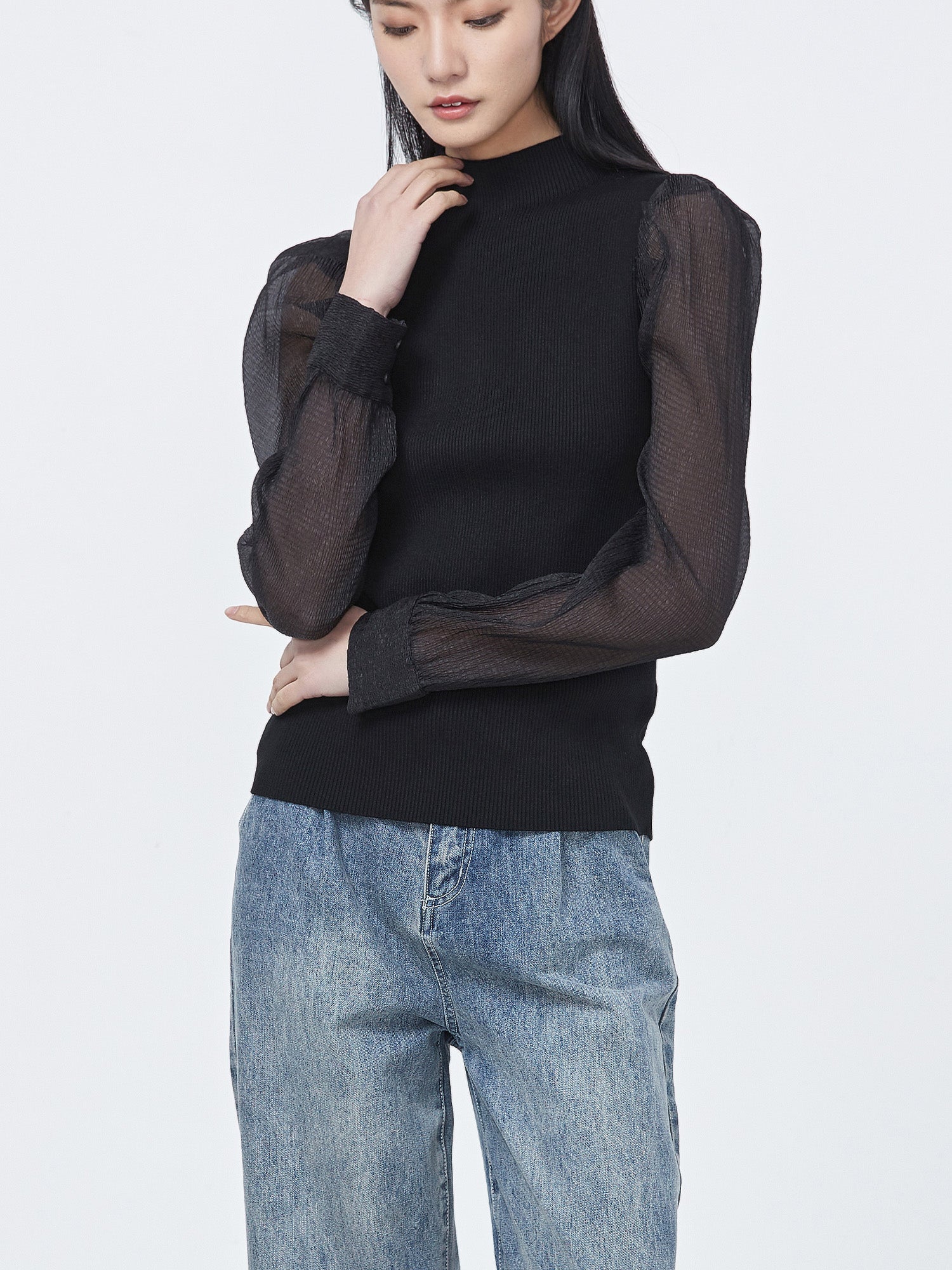 Mesh-paneled Slim-fit Sweater - S·DEER