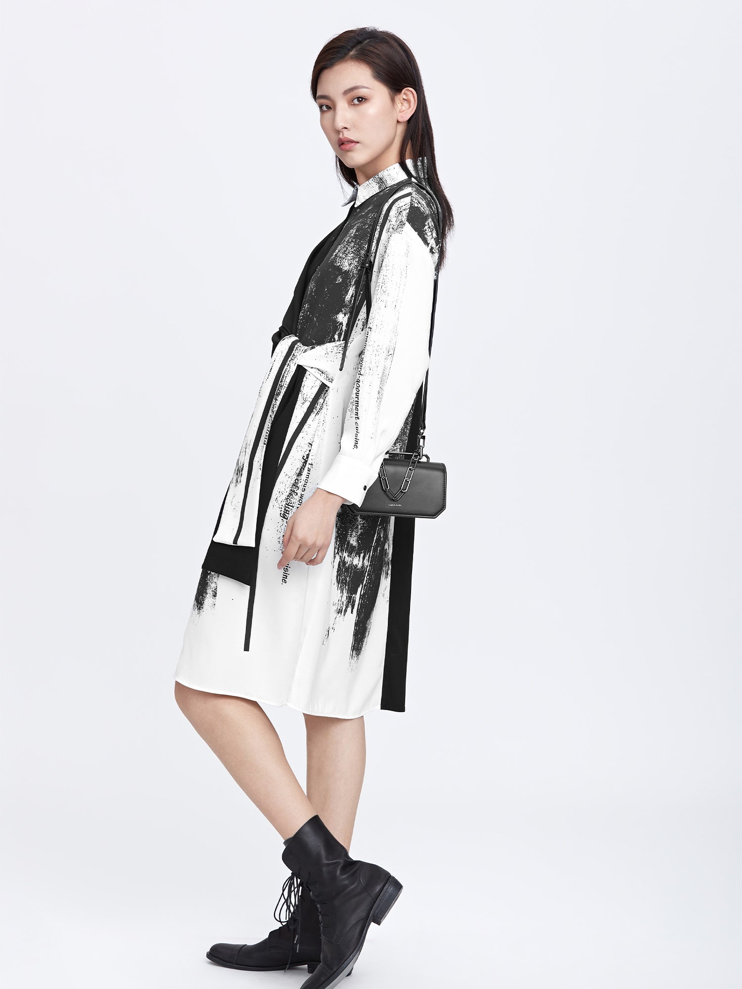 Tie Waist Shirt Dress - S·DEER