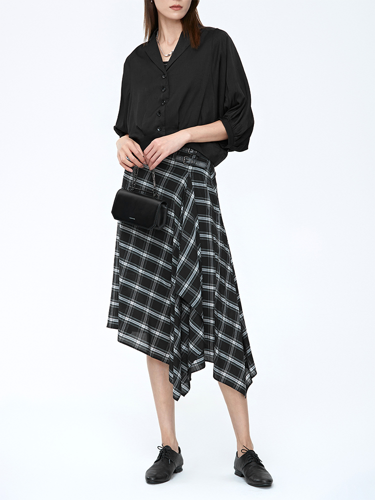 High Waist A-Line Plaid Skirt