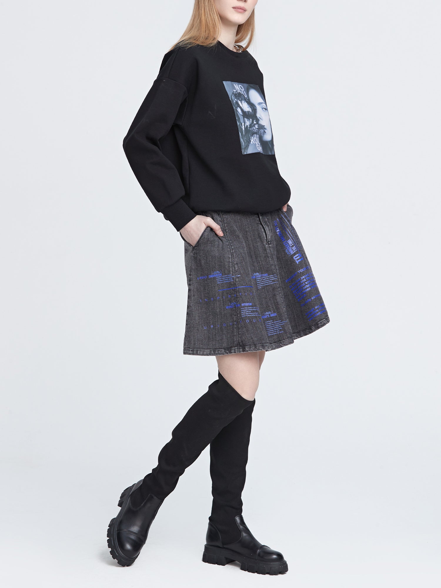 A-line Denim Short Skirt - S·DEER