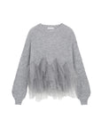 SDEER Bright Silk Mesh Spliced Wool Sweater - S·DEER