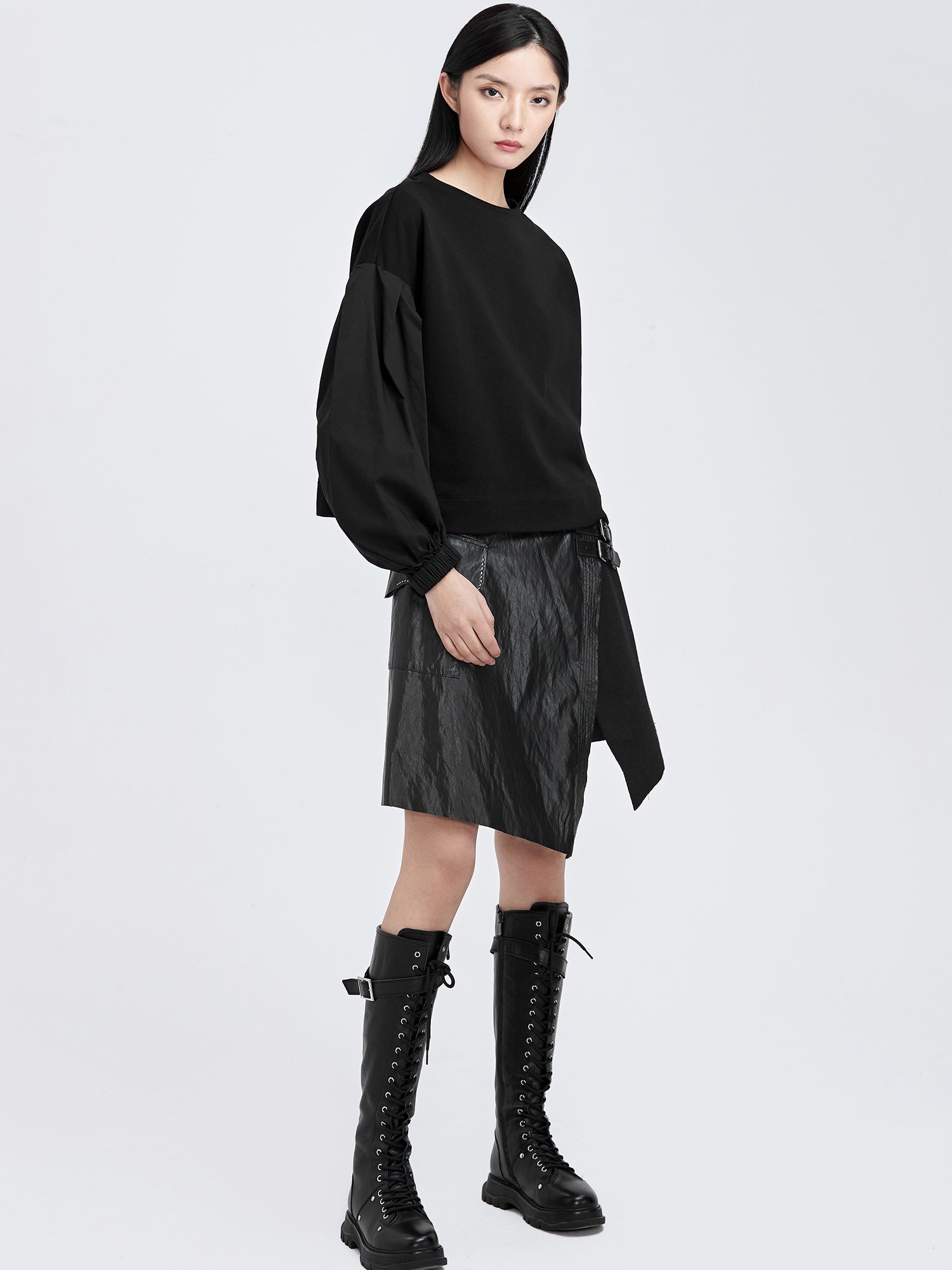 Puff Sleeve Loose Sweatshirt - S·DEER