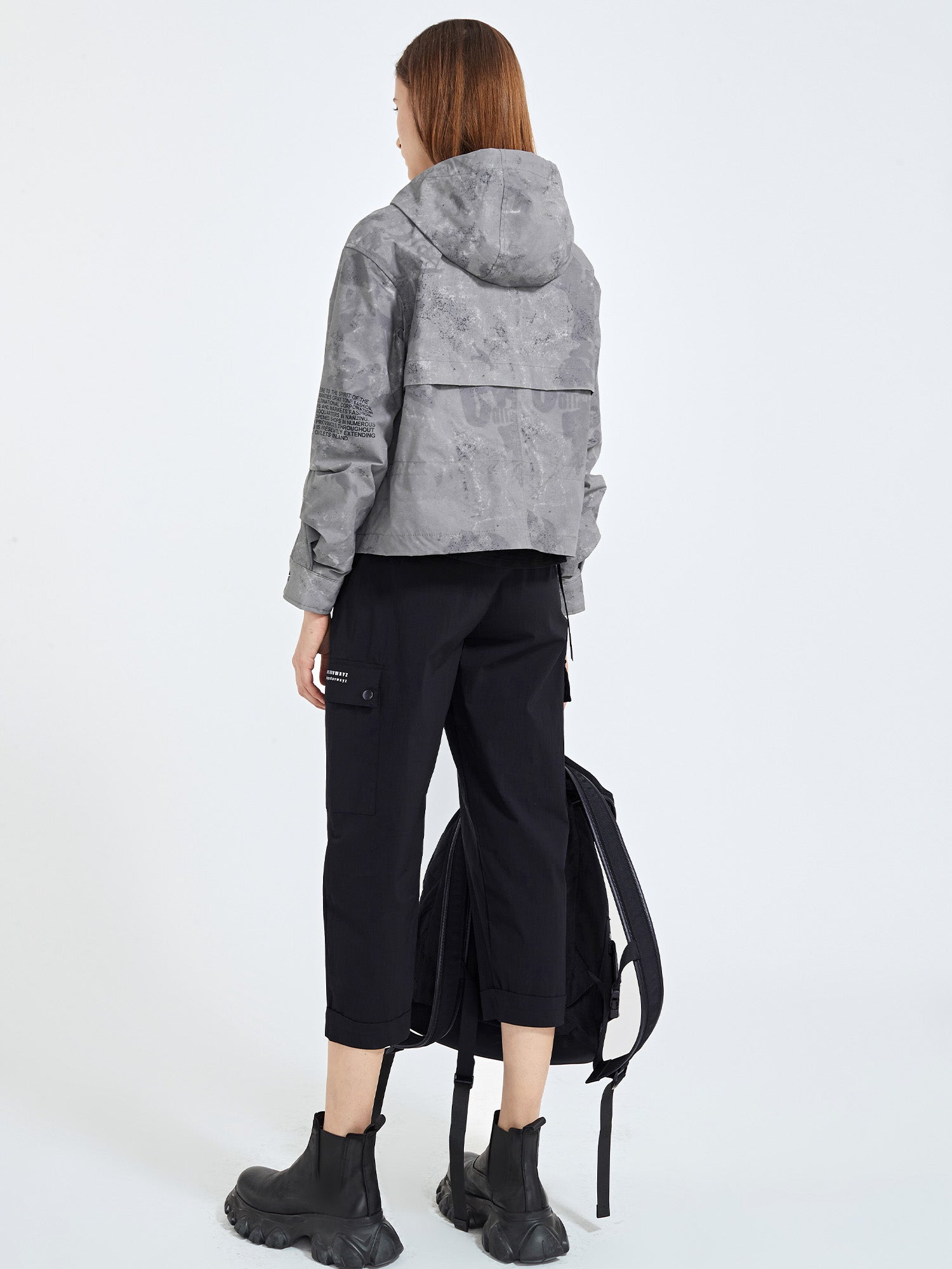 Women&#39;s Zip Up Hooded Cropped Jacket Coat - S·DEER