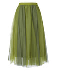 Flowy Elastic Waist Tulle Midi Skirt