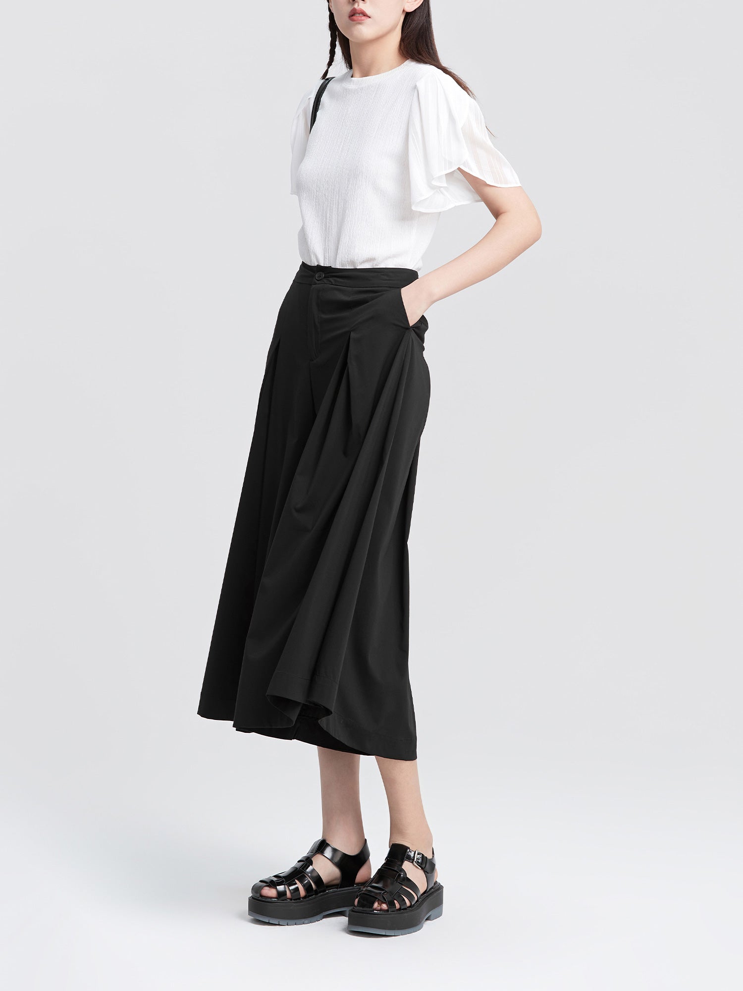Black Wide Leg Pants - S·DEER