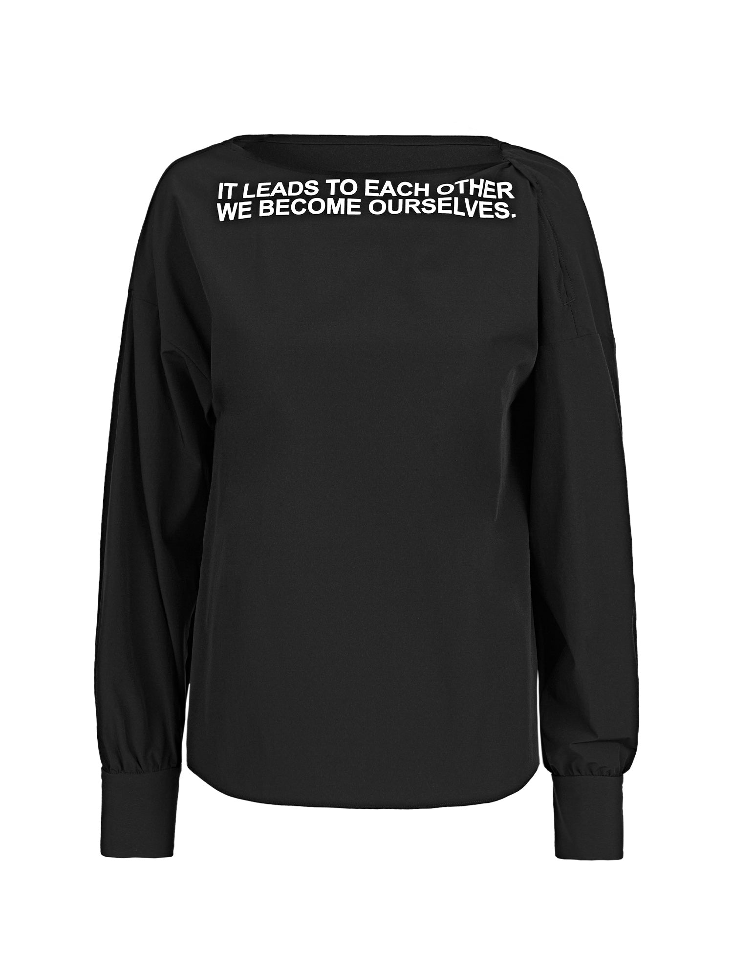 Black long-sleeved shirt with boat neck block letters - S·DEER