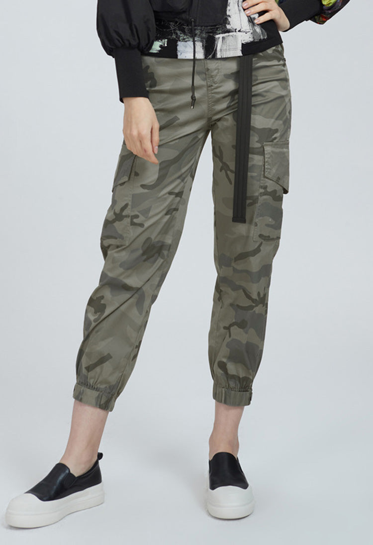 Personalized camouflage waist pocket pocket tooling cropped trousers - S·DEER