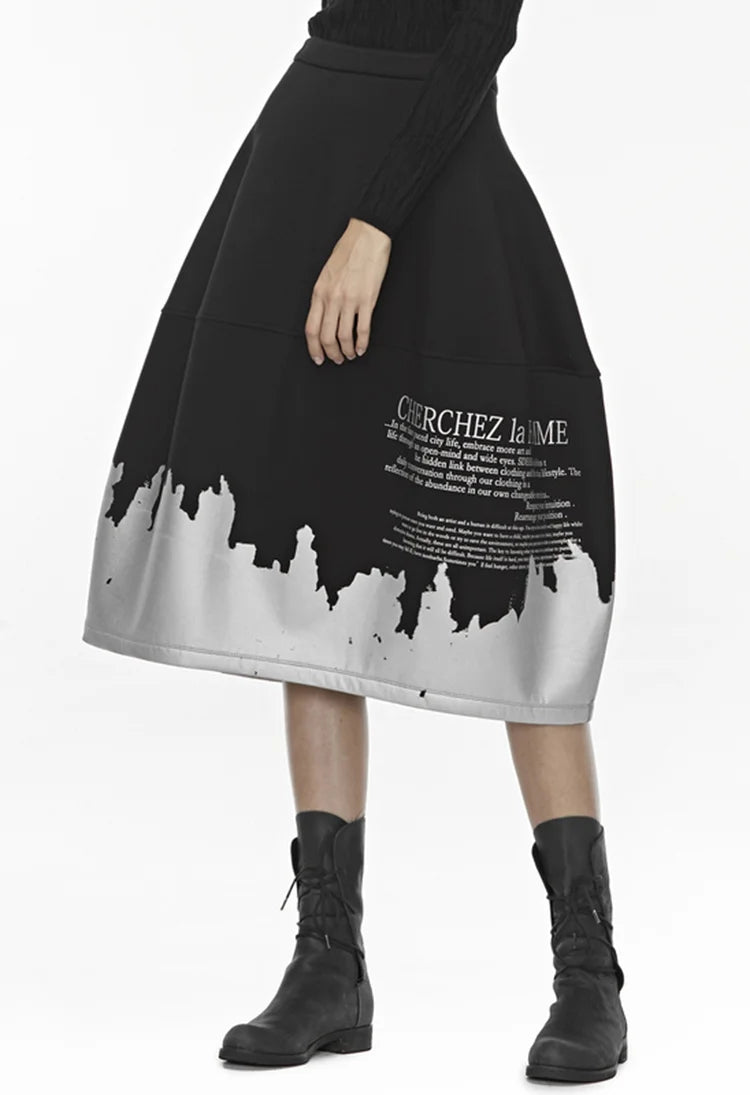 Casual No Elastic Waist Midi Skirt