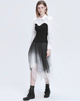 S·DEER Elegant Elastic Gradient Contrast Mesh A-Line Dress - S·DEER