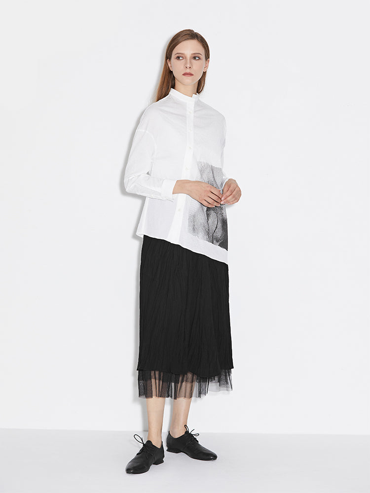 S.DEER Ink Smudge Bias Shirt - S·DEER
