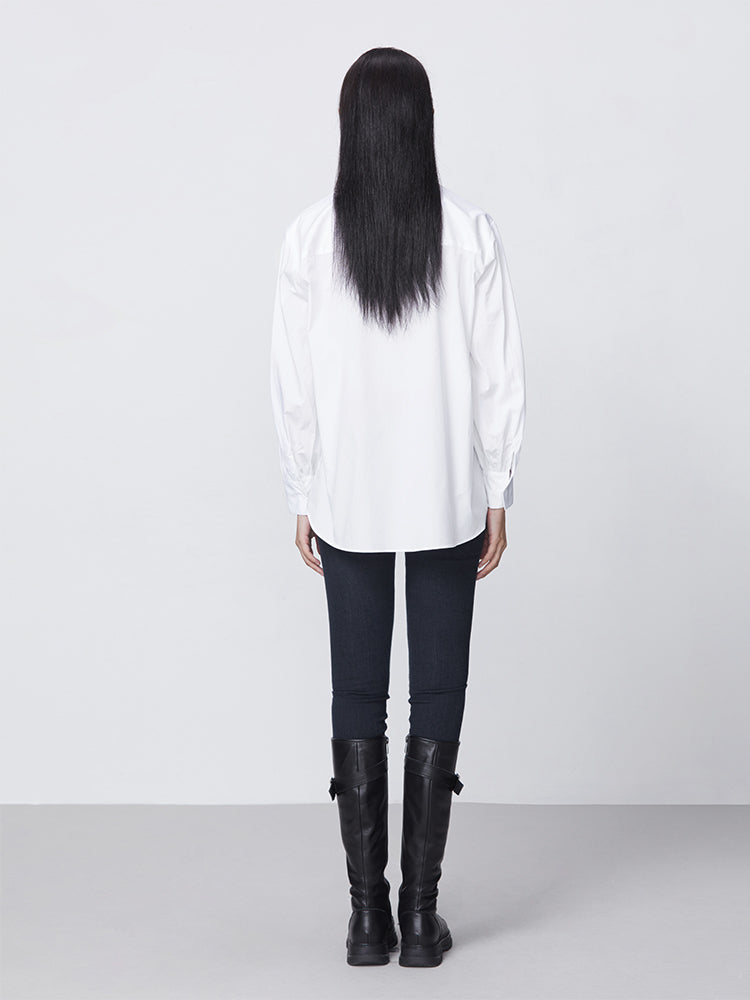S.DEER  Abstract Print White Long Sleeve Shirt - S·DEER