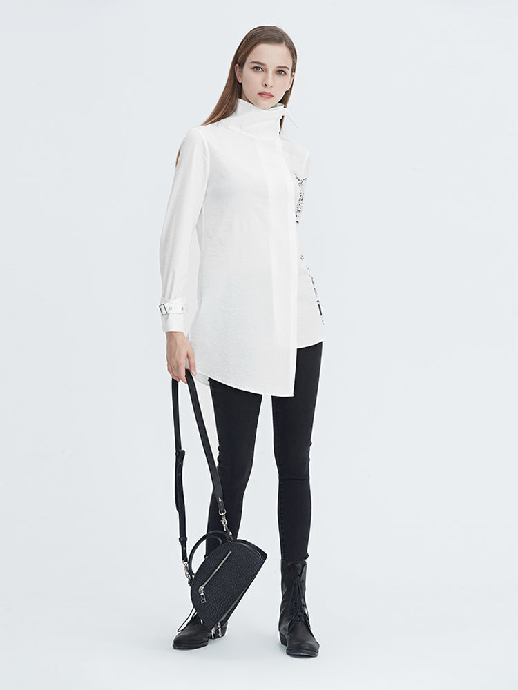 S.DEER     printed irregular shirt - S·DEER