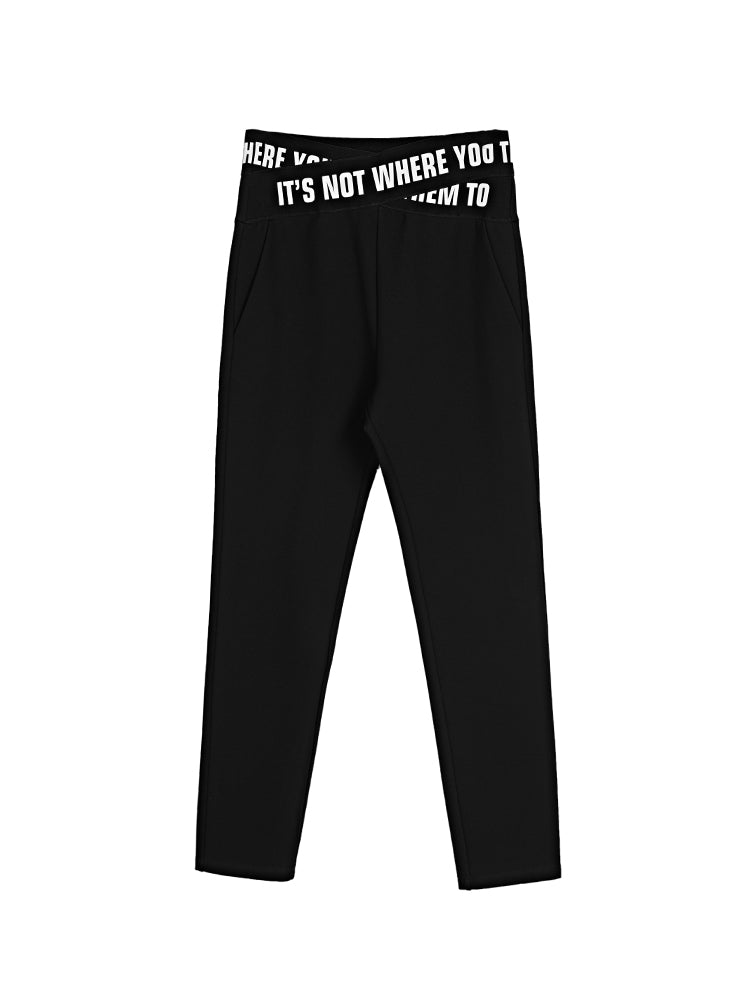 S.DEER    Letter Print Black Trousers - S·DEER