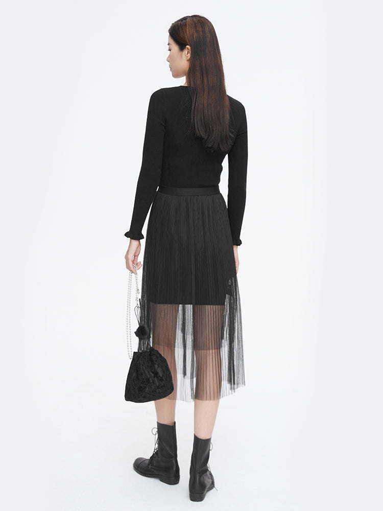 S.DEER  Two-piece Knitted Long-sleeve Dress - S·DEER