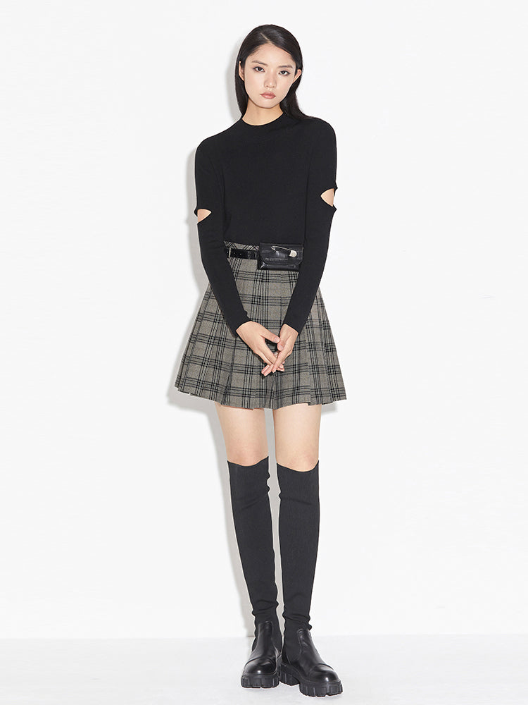 S.DEER  Statement Belt Pleated Skirt - S·DEER