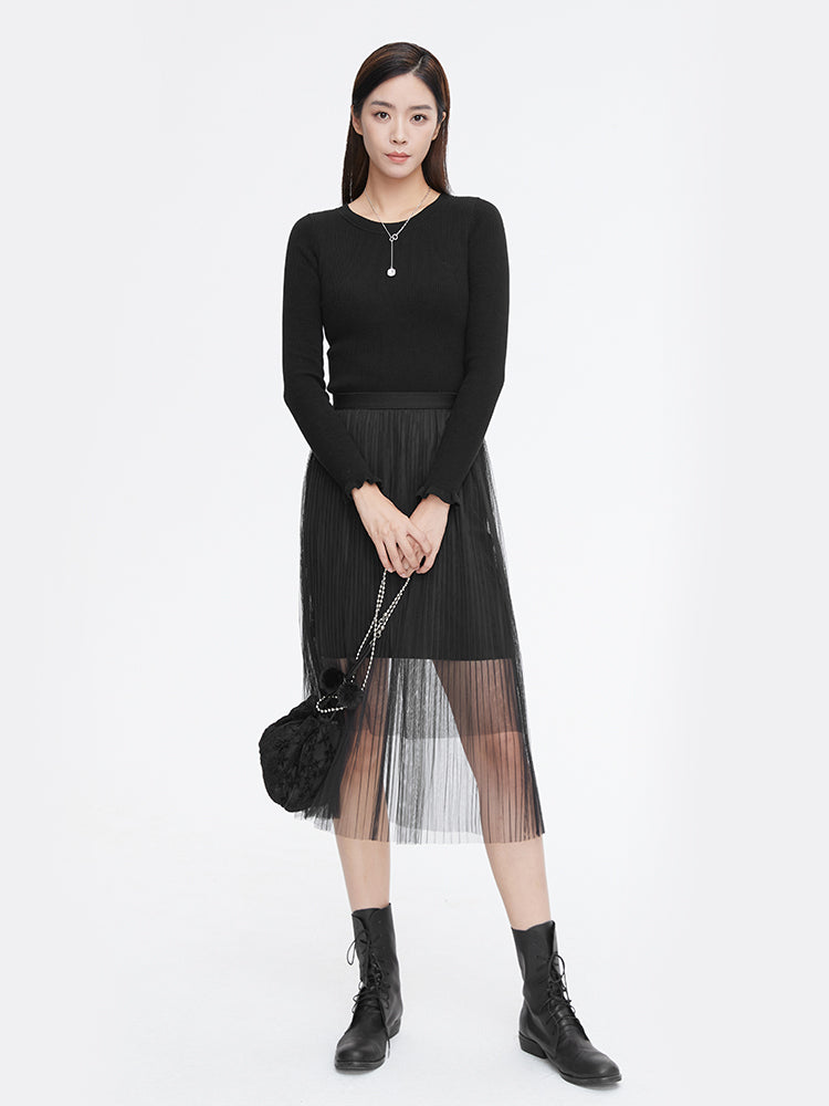 S.DEER  Two-piece Knitted Long-sleeve Dress - S·DEER