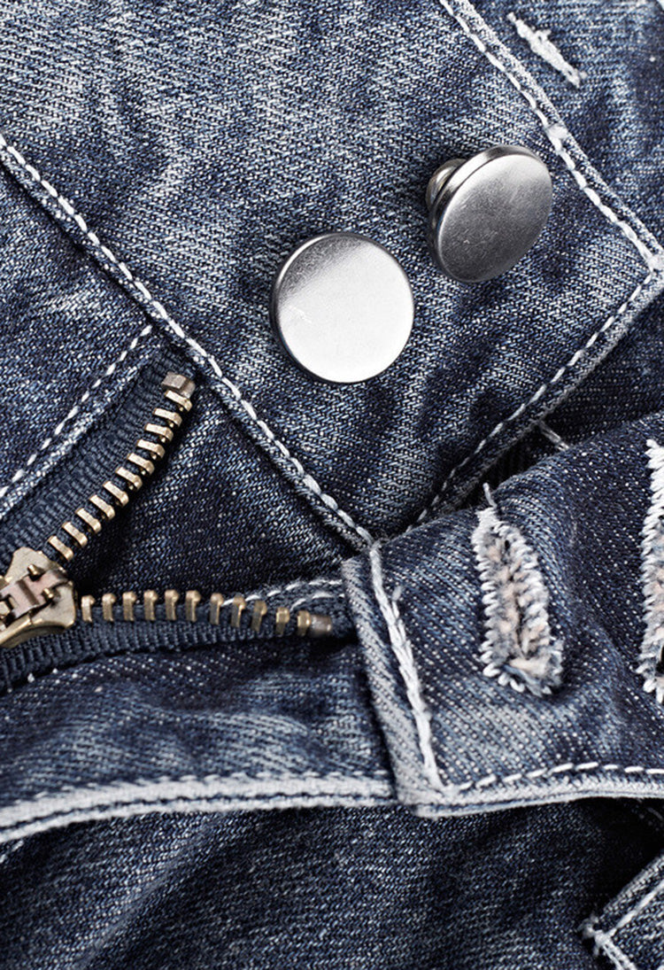 Fashion belt contrast color insert pocket distressed jeans - S·DEER