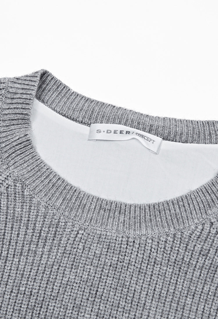 SDEER Ribbed Two Piece Stitching Raglan Sleeve Sweater - S·DEER