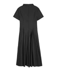 Vintage Pleated Waist Stand Collar Dress