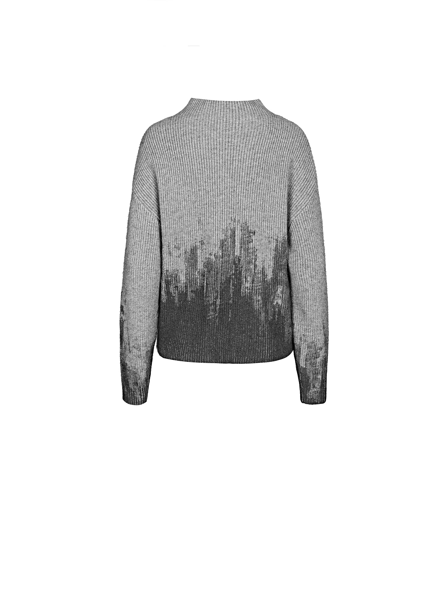 Crew Neck Ink-Splashing Print Long-Sleeved Sweater