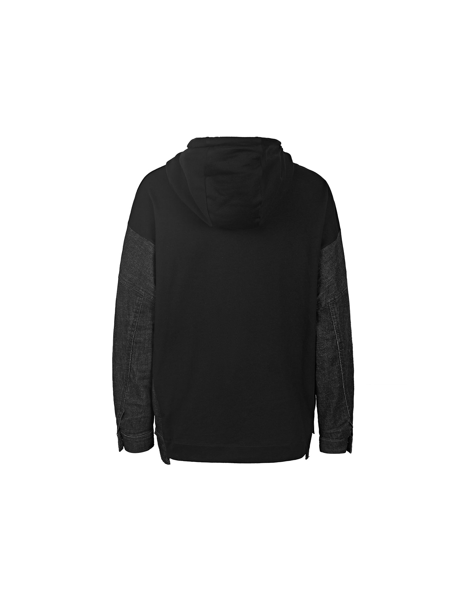 Drawstring Hooded Letter Offset Stitching Irregular Sweater Jacket
